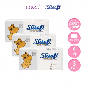 Combo 3 bịch Giấy ăn Slisoft Doctor Care gói 500 tờ, khăn giấy khô Trắng tự nhiên từ bột tre an toàn không chất tẩy trắng